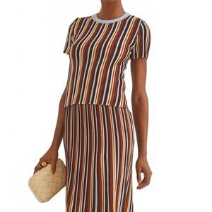 NEW CARA CARA knoll crewneck top in metalic stripe